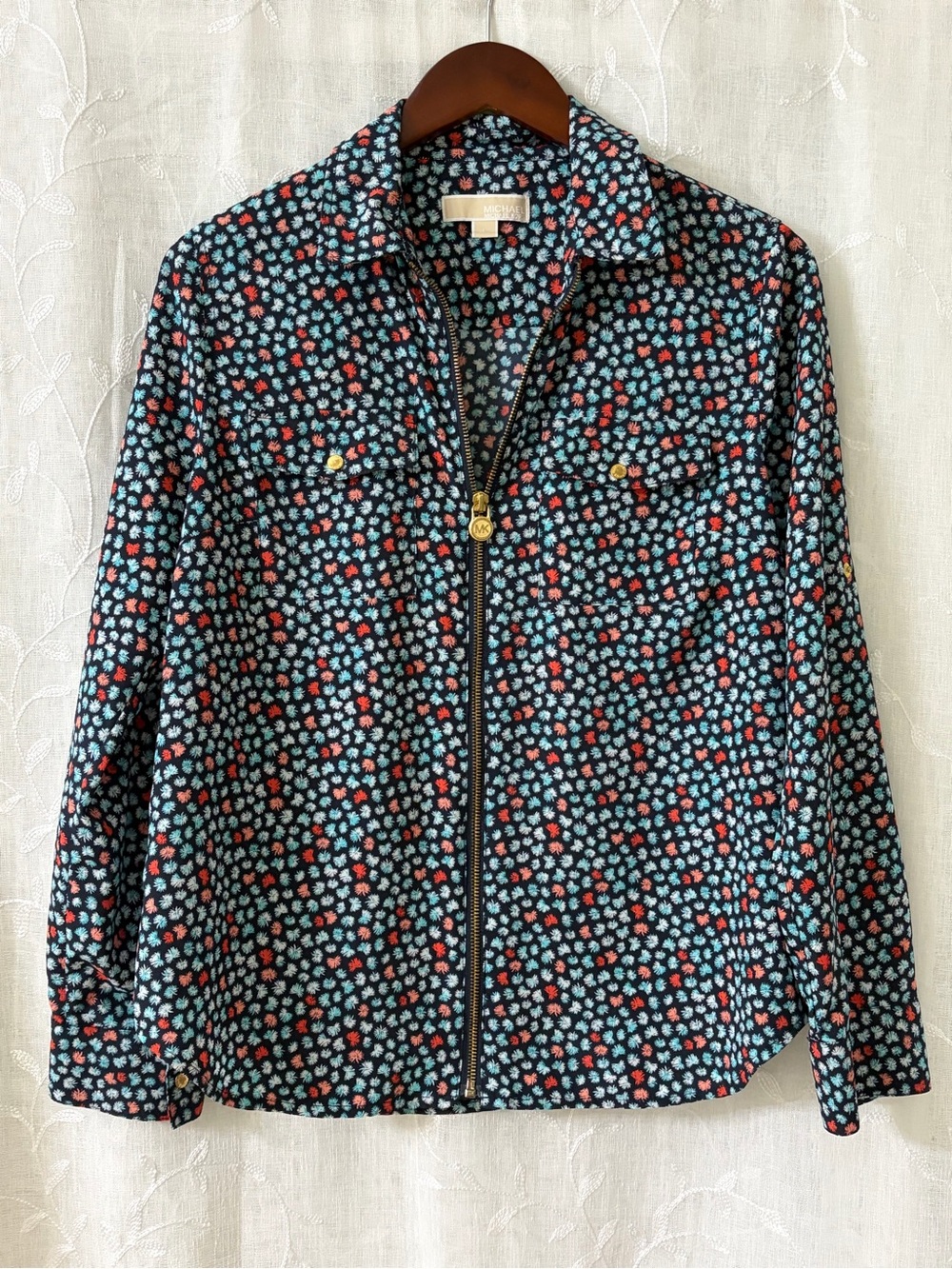 Michael Kors Black Zip-Front Women's Blouse Size M/L